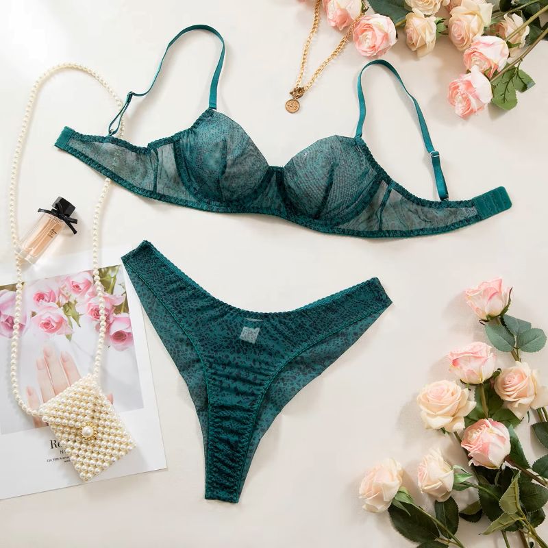 2pcs/Set Woman Lingerie Gather - Sheer Mesh Bra 评论和价格